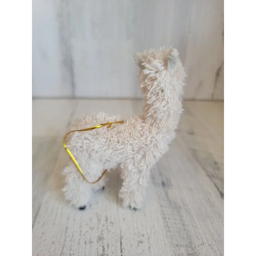 Plush Llama‎ ornament Faux fur white zoo xmas